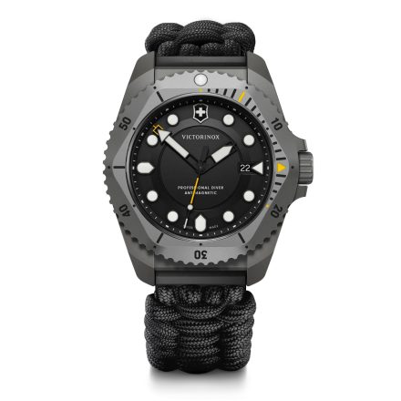 Dive Pro Quartz TITANIUM 43 Paracord | fekete számlap | fekete paracord szíj