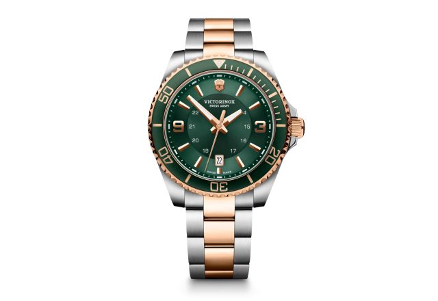 Maverick Large | Férfi karóra | Zöld Számlap | Aranyozott Zöld Lünetta | Bicolor Acél Szíj
