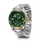 Journey 1884 | Férfi Karóra | Zöld Számlap | Aranyozott Zöld Lünetta | Acél Tok | Acél Szíj