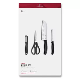   Victorinox | Swiss Classic | Konyhai készlet | 4 db-os | Fekete | Díszdobozban