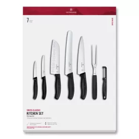   Victorinox | Swiss Classic | Konyhai készlet | 7 db-os | Fekete | Díszdobozban