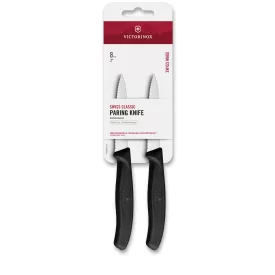   Swiss Classic | Zöldségkés | Hegyes | Recés | 8 cm | Fekete | 2 db | Bliszteres