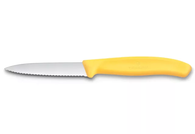 Swiss Classic | Zöldségkés | Recés | Hegyes | 8 cm | Citromsárga