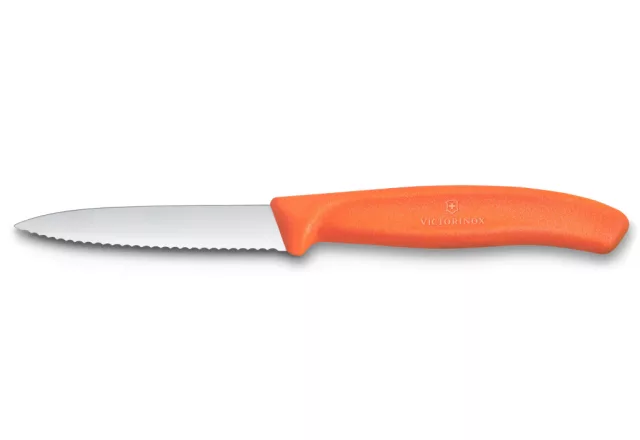 Swiss Classic | Zöldségkés | Recés | Hegyes | 8 cm | Mandarinsárga