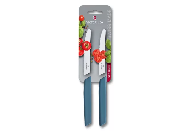 Swiss Modern | Paradicsom/asztalikés Készlet | 2 Részes | Recés | Búzavirágkék | Bliszteres