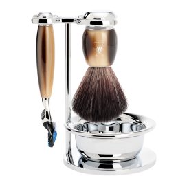   Vivo Borotvakészlet | Gillette Fusion | Black Fibre Pamacs | Tálka | Állvány | Szaru Színű