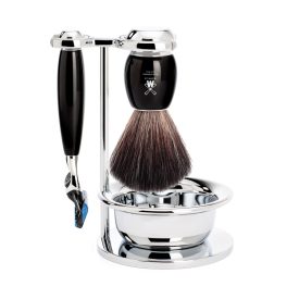   Vivo Borotvakészlet | Gillette Fusion | Black Fibre Pamacs | Tálka | Állvány | Fekete