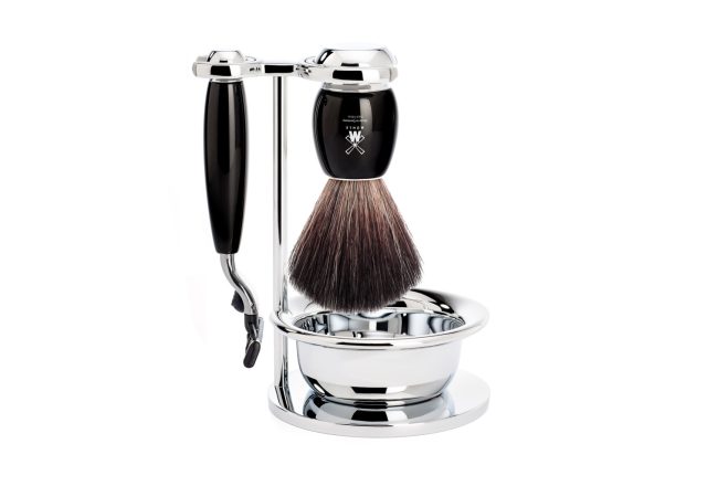 Vivo Borotvakészlet | Gillette Mach3 | Black Fibre Pamacs | Tálka | Állvány | Fekete