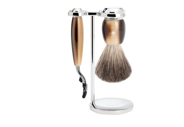 Vivo Borotvakészlet | Gillette Mach3 | Pure Borzszőr Pamacs | Állvány | Szaru Színű