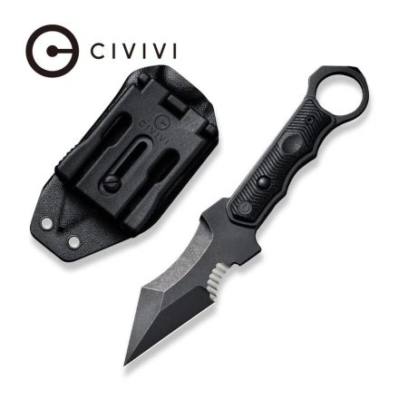Orthrus kés | fekete Nitro-V penge | fekete G-10 markolat | kydex tok