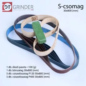   Csiszolószalag csomag „S” | 30×800 mm | 10 szalag + bőrszalag + paszta